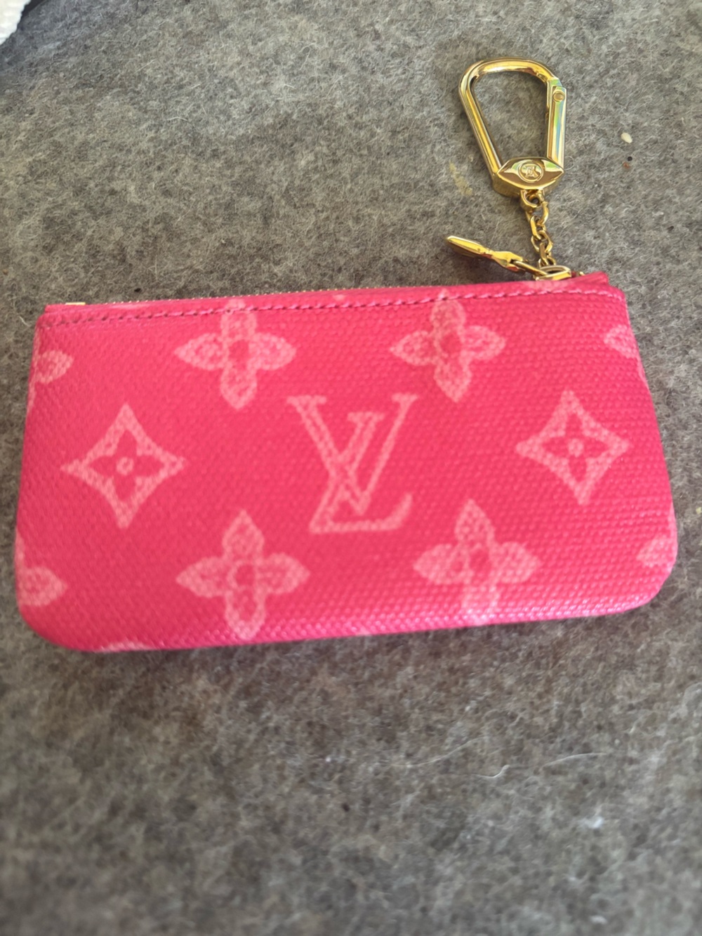 Louis Vuitton Pink Monogram Key Pouch with Gold Hardware, BRAND NEW